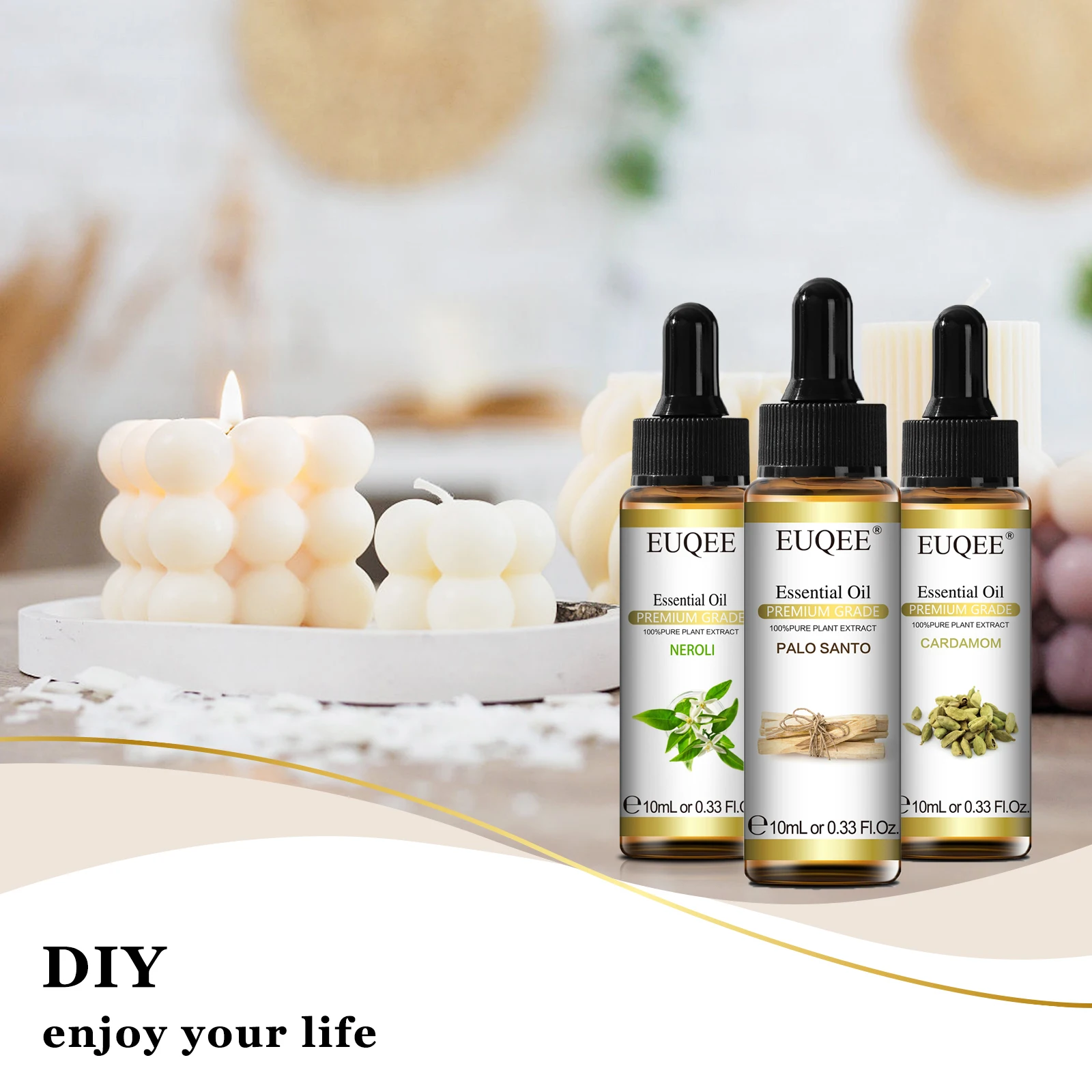 EUQEE 10ml Palo Santo Essential Oil - Oregano, Cardamom, Fennel & More